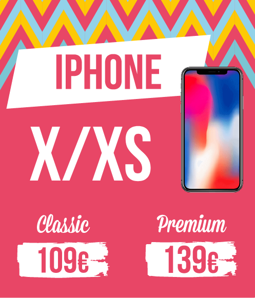 Tarif pour Iphone x_xs, gamme classique : 109€, gamme premium : 139€